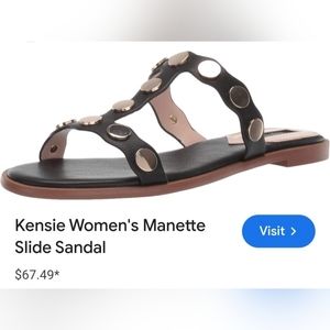 Kensie Manette Women's Slide Sandals Metal Accents Padded Insole Black US 11